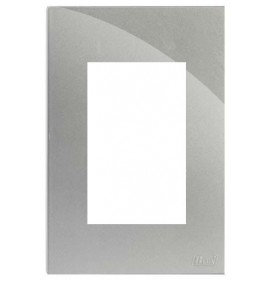 Placa 3 Módulos com Suporte 4x2 - RECTA PRATA SATIN FOSCO